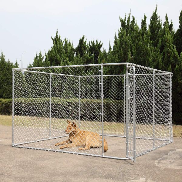 XXL Dog Playpen Cage Crate W/Exposed roof & Galvanized Metal Mesh Kennel-large