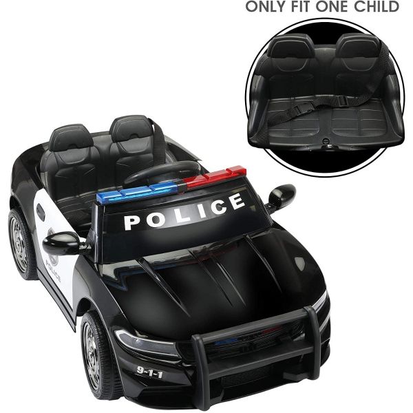 Electric Kids Ride On Police Car W/Alarm Light, Megaphone