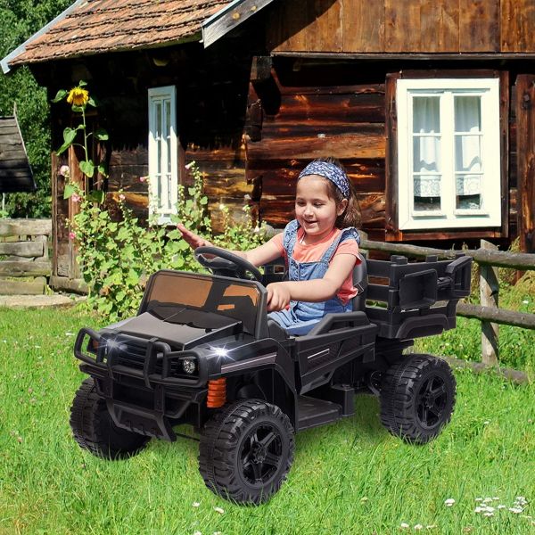 12V Black Kids Ride On Electric Tractor Truck