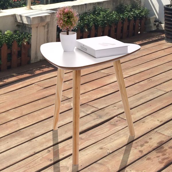 White Modern Wood Triangular Dinning Table