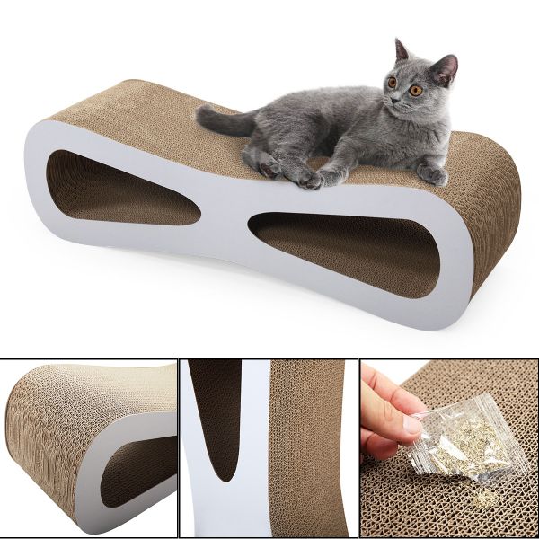 Cardboard Curved Cat Scratcher Lounge W/Catnip