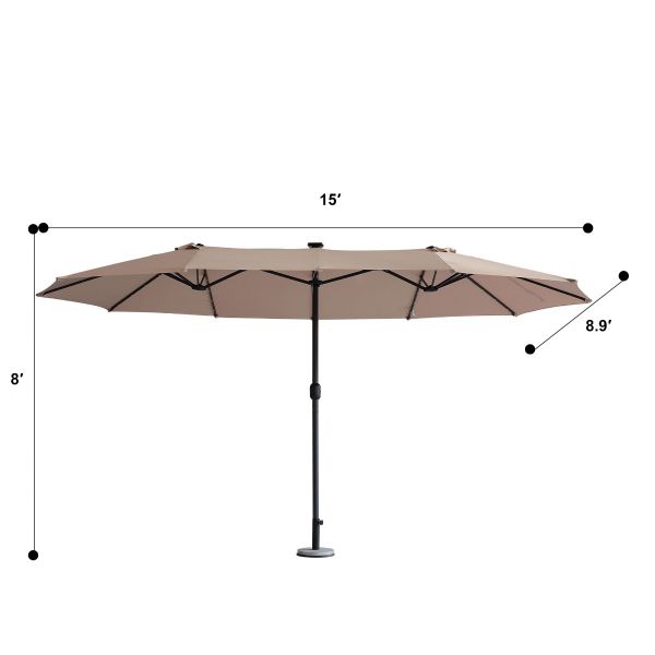 Waterproof 15ft Giant Led Lighted Patio Umbrella