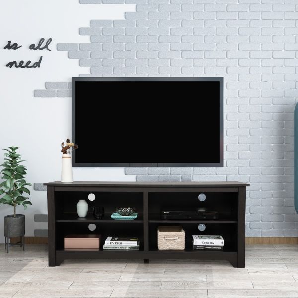 58” Dark Wood TV Stand Cabinet W/ Adjustable Shelve
