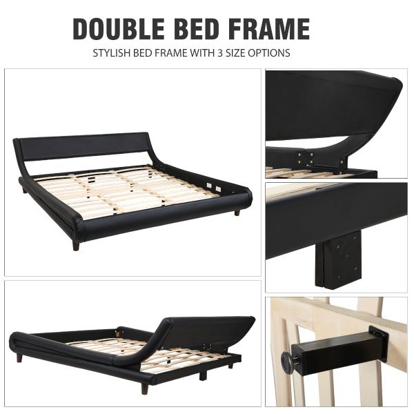 Leather Platform Bed Frame Jaxpety, Modern Sleep Universal Heavy Duty Adjustable Metal Bed Frame With Headboard