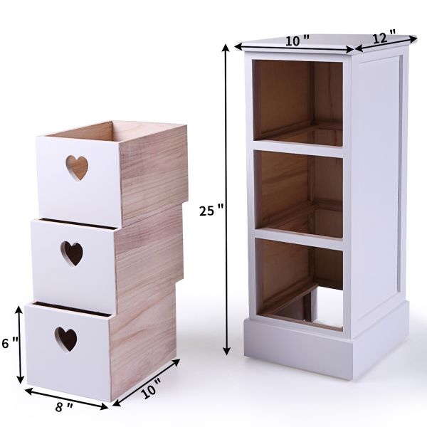 Tall Love-Accent 3-Drawer Narrow Nightstand