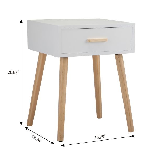 White nightstand with wood legs hotsell