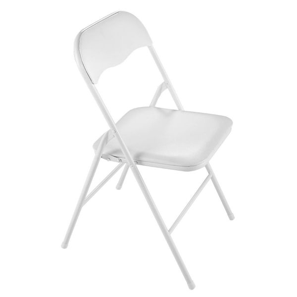 4 Pcs White Metal Cushioned Folding Chairs