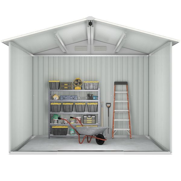 8 x 4 FT Outdoor Storage Shed, Metal Outside Sheds & Outdoor Storage with  Sliding Doors and Vents, Steel Garden Shed Outdoor Utility Tool Shed with