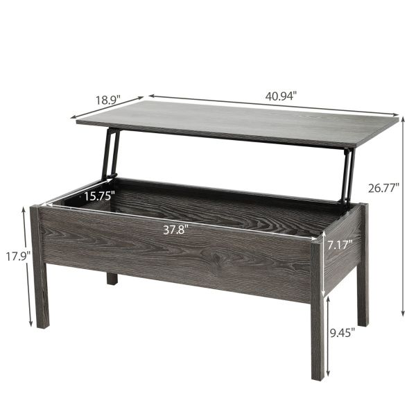 Lift-up Top Rustic Grey Coffee Table