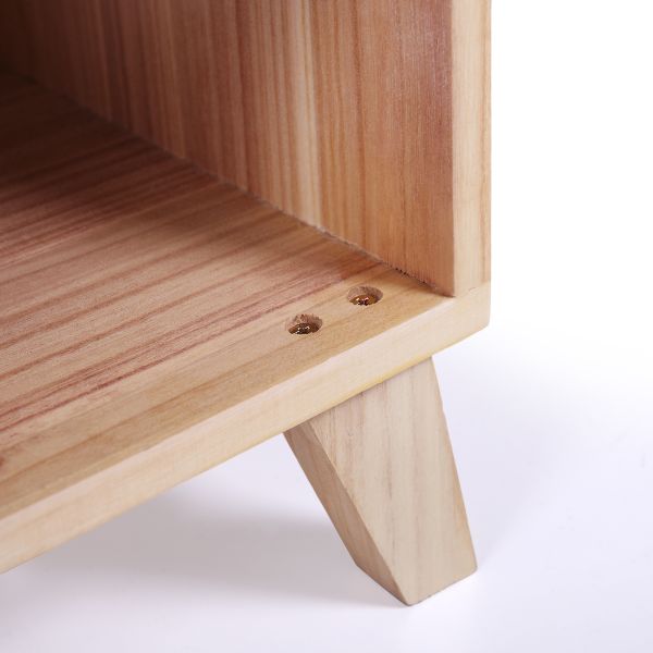 Maple Wood & White Teen Nightstand in Pairs