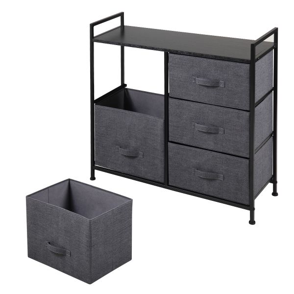 Chest of 5 Grey Drawers Corner Dresser Set