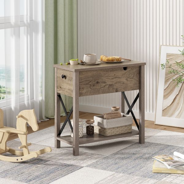Rustic X-Shape Flip-Top Table Thin side table | Jaxpety
