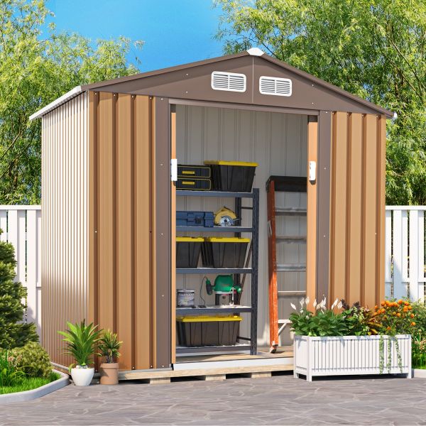 Outdoor 7 ft. W x 4 ft. D Metal Storage Shed Jaxpety