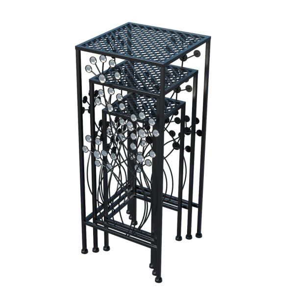 3 sets Wrought Iron Plant Stands Outdoor