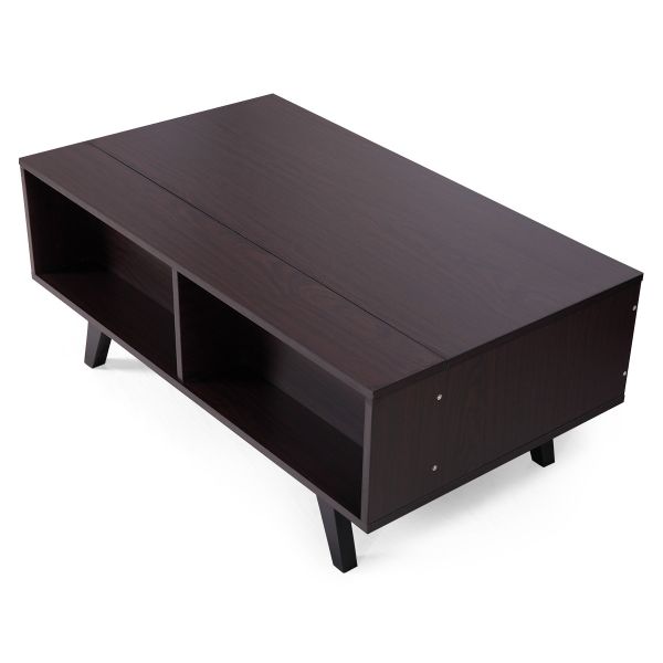 Espresso Extendable Coffee Table w/Lift Top, Open Cabinet