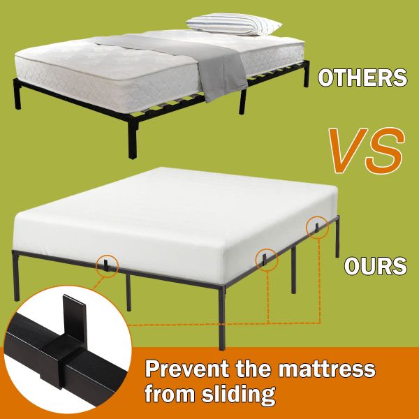 Queen Metal Platform Bed Frame, Foldable Metal Platform Bed Frame And Mattress Foundation Queen