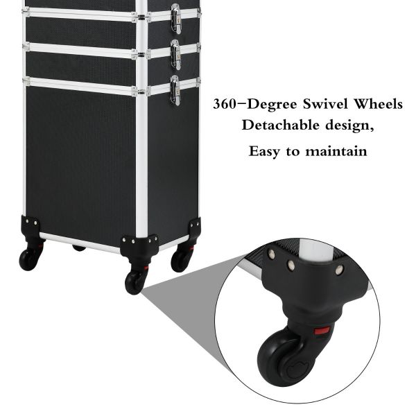 4-in-1 Travel Rolling Makeup Train Cases Trolley
