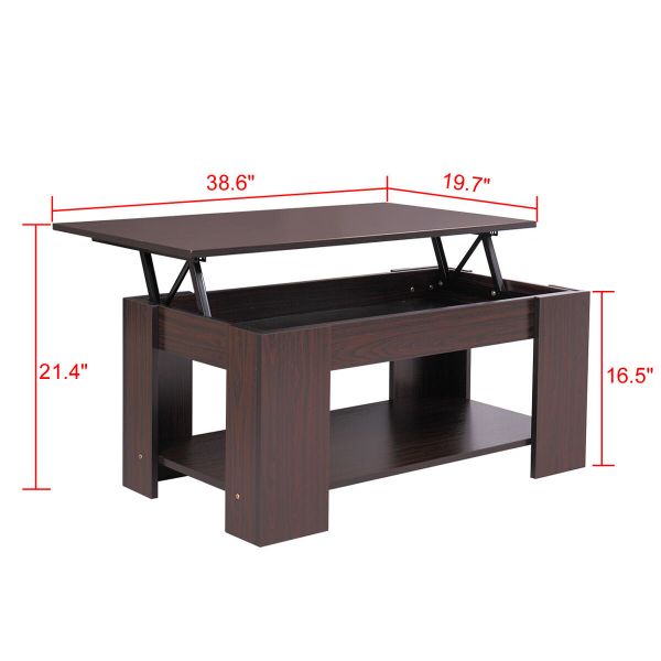 Modern Dark-Walnut Lift-Top Coffee Table