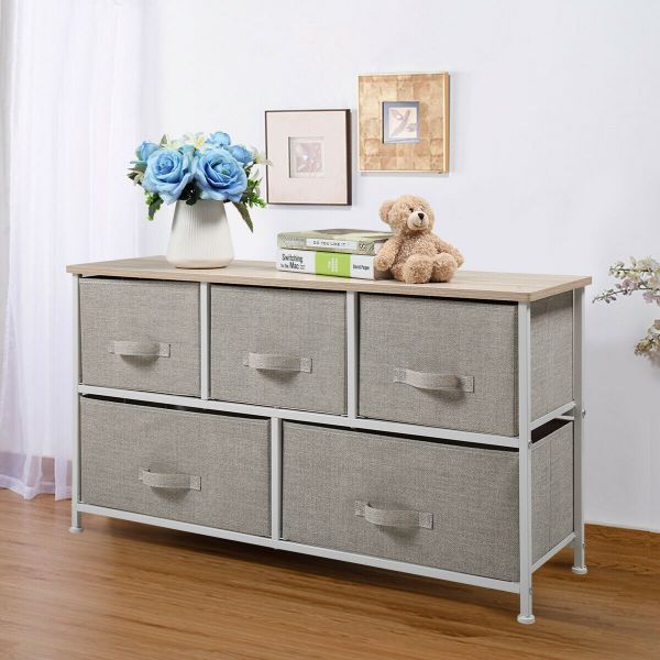Fabric Bedroom Storage Chest W/Drawers Dresser