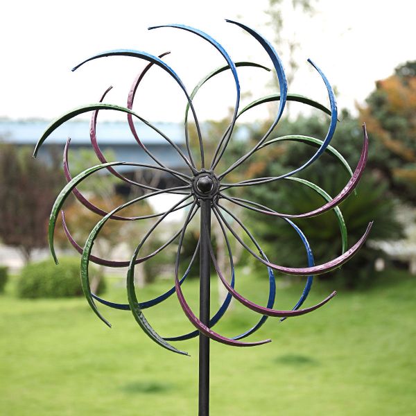 Metal Kinetic Wind Spinners Garden Art Pinwheels Ornaments