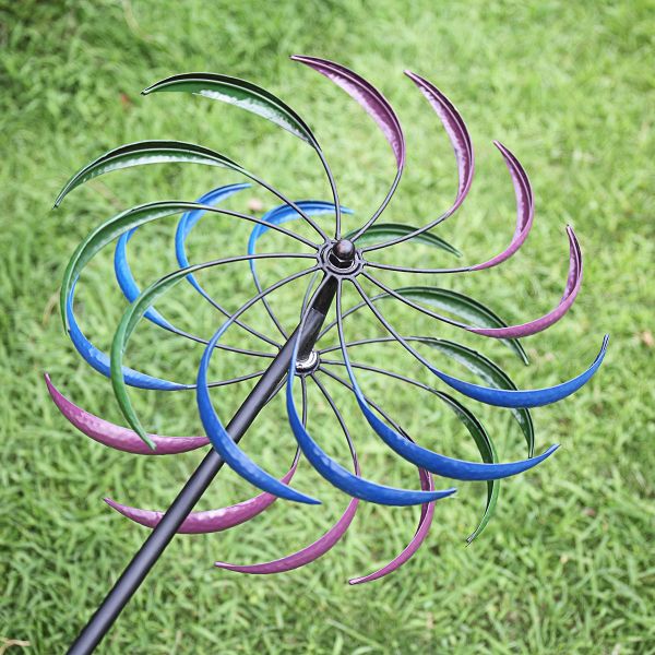Metal Kinetic Wind Spinners Garden Art Pinwheels Ornaments
