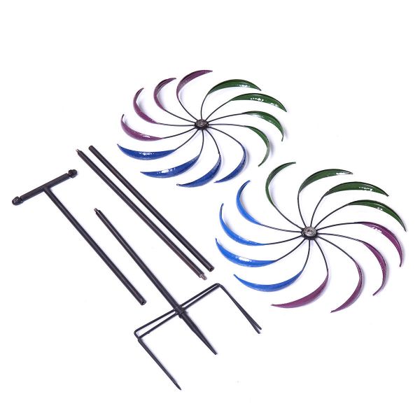 Metal Kinetic Wind Spinners Garden Art Pinwheels Ornaments