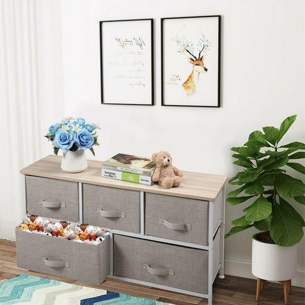 Fabric Bedroom Storage Chest W/Drawers Dresser