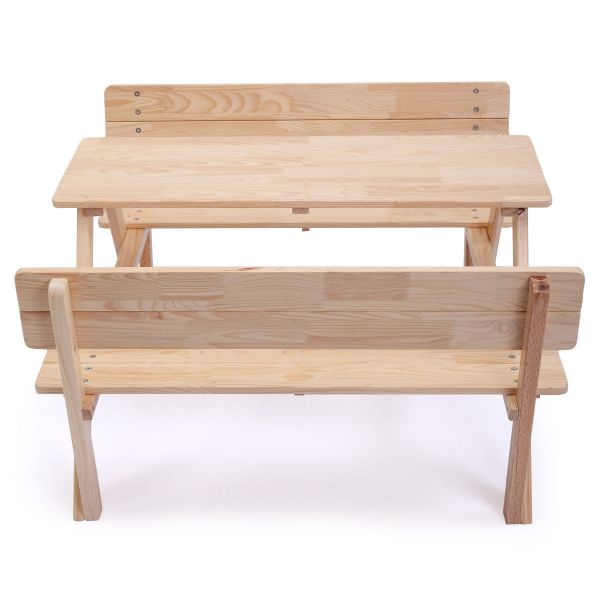 Patio Kids Wooden Dining Table with Bench Seat