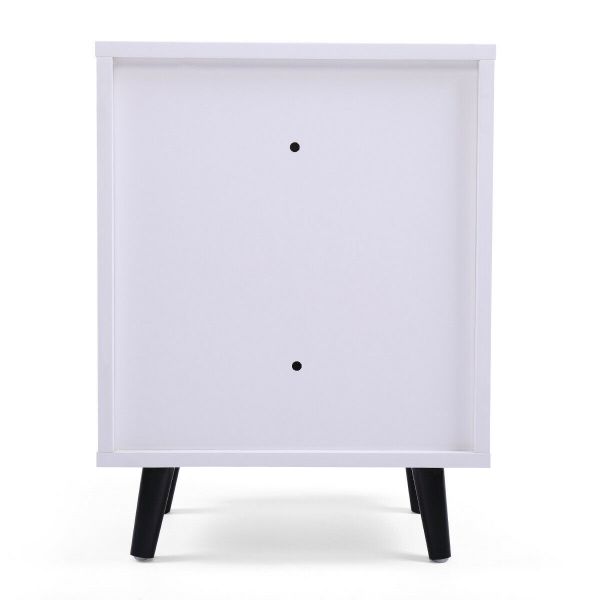 Modern Set of 2 White Nightstand Accent Table