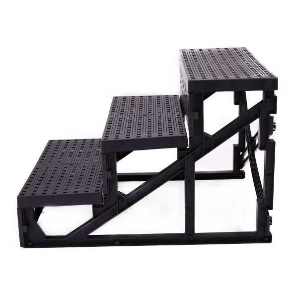 Plastic 3-Step Dog Stairs for Bed W/Plush Cover