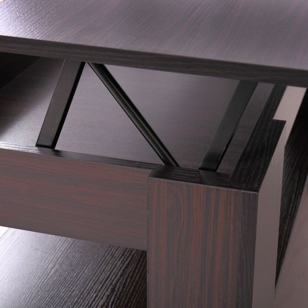 Modern Dark-Walnut Lift-Top Coffee Table
