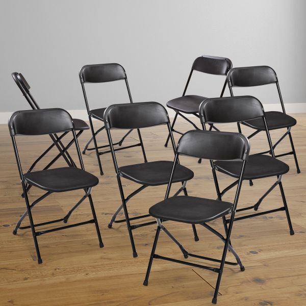 8 Pcs Black Lightweight Portable Folding Chairs