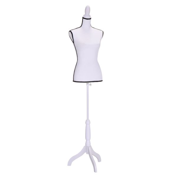 Female Mannequin Torso Dress Form w/ Tripod Stand White Foam