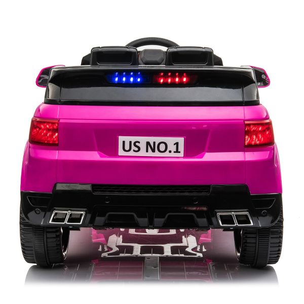 RC 12V Powered Kids Ride On Police Car W/Megaphone-Pink