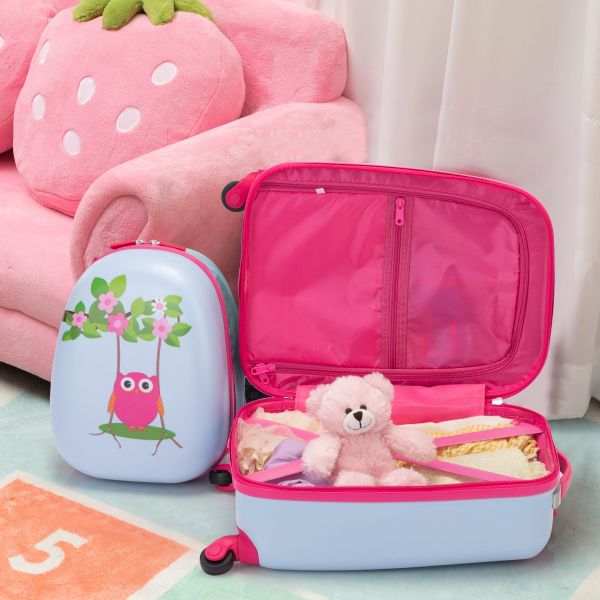 Jaxpety Owl Kids Travel Hard Shell Suitcase Set W/Backpack