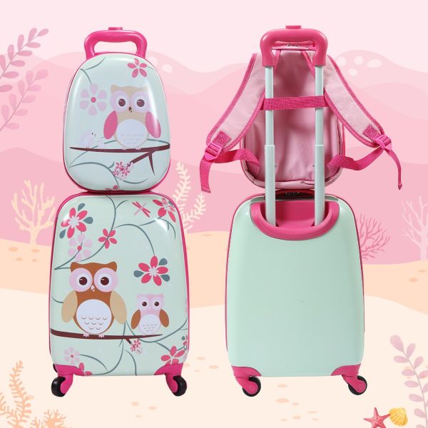 Jaxpety Kids Spinner Cute Hard Side Luggage W/Backpack