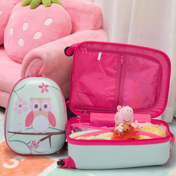 Jaxpety Owl Kids Travel Hard Shell Suitcase Set W/Backpack