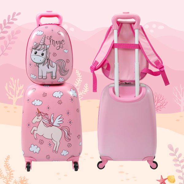 Jaxpety Kids Spinner Cute Hard Side Luggage W/Backpack