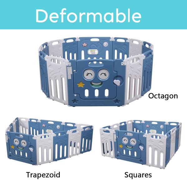 Foldable 14 pcs Octagon Gated Playpen for Baby