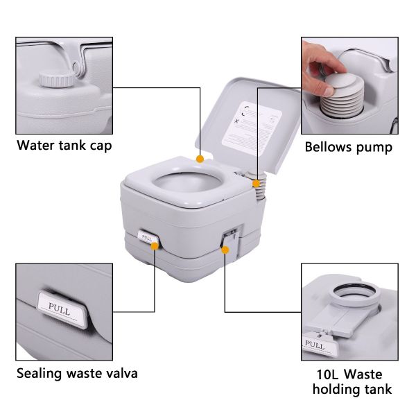 Portable Toilet 6.34 Gallon Camping Porta Potty - On Sale - Bed