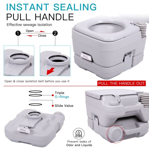 2.6 Gallon Outdoor Portable Toilet Toilet for RV Travel, Camping ...