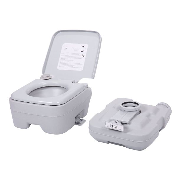 JAXPETY 2.6 Gal. Gray Porta Potty Portable Toilet No Leakage Camping RV  Outdoor Toilet TY91Y0181 - The Home Depot