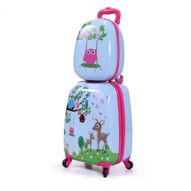 Kids Spinner Cute Hard Side Luggage W/Backpack