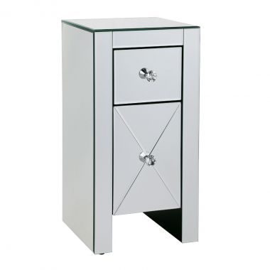 Dark-Champagne Glass Mirror Bedside Table