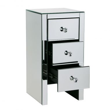 Glam Antique Mirrored Nightstand W/3 Drawers