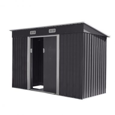 4.2' x 9.1' Metal Storage Buildings Shed, Outdoor Storage Garden Shed Backyard Lawn with Sliding Door, 3 Colors