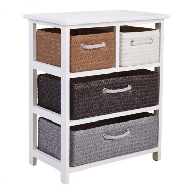 Open-shelf Chest Nightstand W/4 Baskets