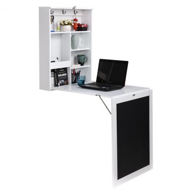 White Wall Fold Out Writing Desk Convertible Cabinet