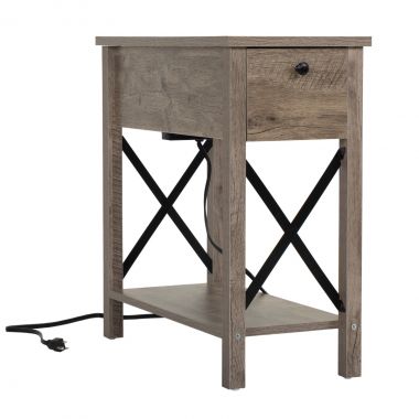 Rustic X-Shape Flip-Top Table Thin side table