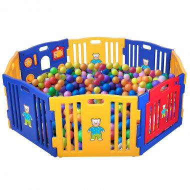8 Panel Escape-proof Safe Toddler Playpen W/Toys